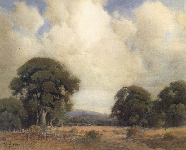 unknow artist California Landscape with Oaks and Fence